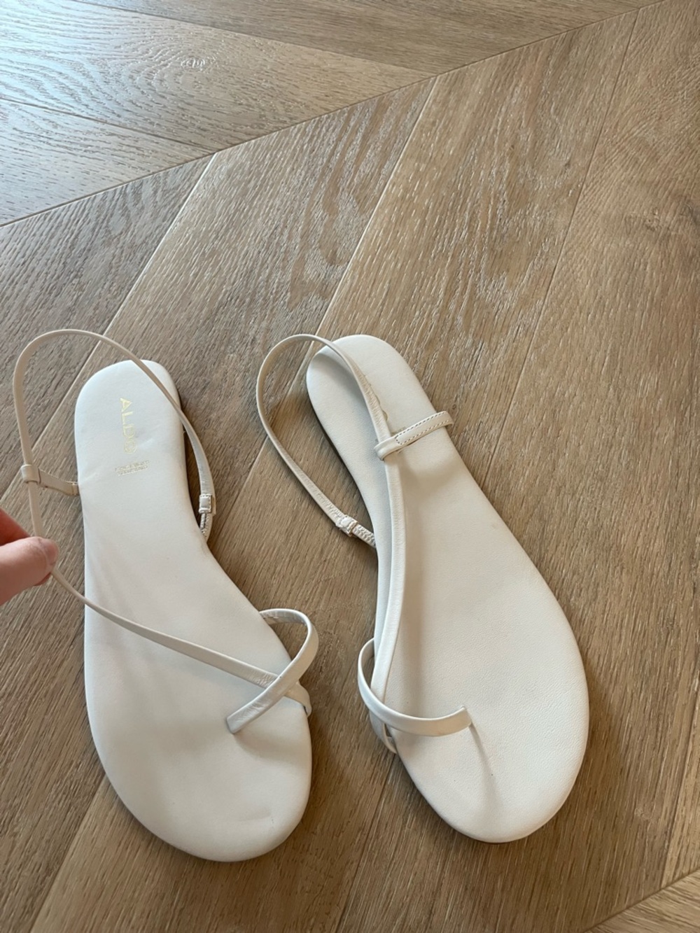 Aldo Cream Minimal Slingback Toe-Ring Sandals - Women's